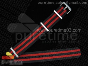 Black/Red 22mm Width Nylon Strap