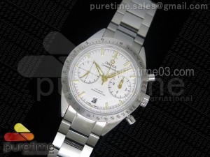 Speedmaster '57 Co-Axial OMF 1:1 Best Edition White/YG Dial on SS Bracelet A9300 (Black Balance Wheel)