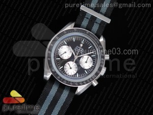 Speedmaster SS “Speedy Tuesday” OMF Black Dial on Black/White Nylon Strap Manual Winding Chrono Movement