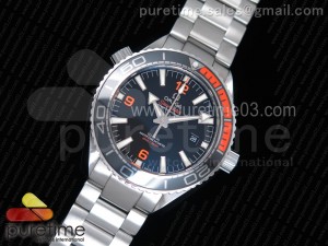 Planet Ocean 42mm SS OMF 1:1 Best Edition Black/Orange Bezel Black Dial on SS Bracelet A8900 (Black Balance Wheel)