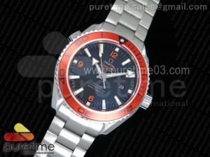 Planet Ocean Professional Orange Bezel 45mm 1:1 OMF Best Edition on SS Bracelet A8500 (Black Balance Wheel)