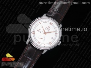 De Ville Prestige Real Power Reserve SS TW 1:1 Best Edition White Dial RG Markers on Brown Leather Strap A2824