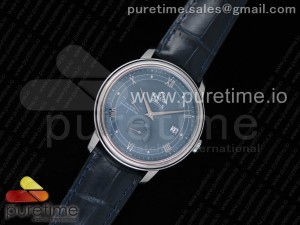 De Ville Prestige Real Power Reserve SS TW 1:1 Best Edition Deep Blue Dial on Blue Leather Strap A2824