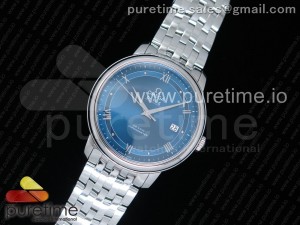 De Ville SS GPF 1:1 Best Edition Blue Dial on SS Bracelet A2824 (Free Leather Strap)