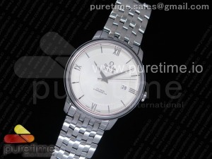 De Ville SS RXW 1:1 Best Edition White Dial SS Markers on SS Bracelet A2892 (Free Leather Strap)