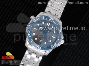 2018 Seamaster Diver 300M URF Maker Blue Bezel Gray Dial on SS Bracelet A8800 (Free Nylon)