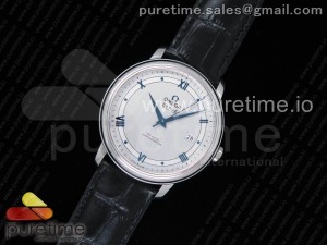 De Ville SS FKF 1:1 Best Edition Gray Dial Blue Markers on Black Leather Strap A2824