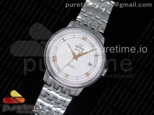 De Ville SS FKF 1:1 Best Edition White Dial YG Markers on SS Bracelet A2824