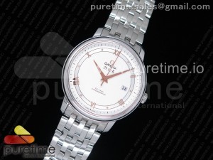 De Ville SS FKF 1:1 Best Edition White Dial RG Markers on SS Bracelet A2824