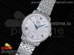 De Ville SS FKF 1:1 Best Edition Gray Dial Blue Markers on SS Bracelet A2824