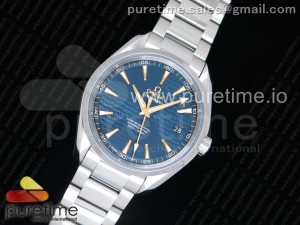 Aqua Terra 150M SS VSF 1:1 Best Edition Blue Wave Textured Dial YG Hand on SS Bracelet A8500 Super Clone