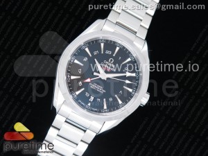 Aqua Terra 150M 43.5mm GMT SS VSF 1:1 Best Edition Black Textured Dial on SS Bracelet A8605 Super Clone V2