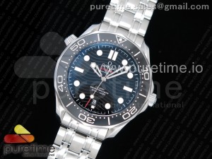 2018 Seamaster Diver 300M OMF Best Edition Black Ceramic Black Dial on SS Bracelet A8800 (Black Balance Wheel)