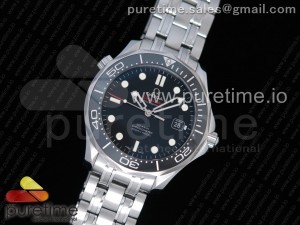 Seamaster 300M Chronometer SS Black OMF 1:1 Best Edition on SS Bracelet A2824 (Black Balance Wheel) V2