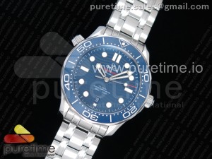 2018 Seamaster Diver 300M VSF 1:1 Best Edition Blue Ceramic Blue Dial on SS Bracelet A8800 V2 (Black Balance Wheel)