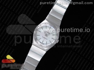 Constellation Ladies 27mm SS White MOP Dial Stick Markers on SS Bracelet ETA Quartz