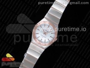 Constellation Ladies 27mm SS/RG White MOP Dial Stick Markers on SS/RG Bracelet ETA Quartz