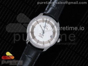 De Ville Hour Vision 41mm SS ACF 1:1 Best Edition White Dial on Black Leather Strap A23J