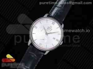 De Ville Prestige Real PR SS ZF 1:1 Best Edition White Dial on Black Leather Strap MIYOTA 9015