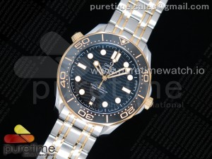 2018 Seamaster Diver 300M SS/YG OMF Best Edition Black Ceramic Black Dial on SS/YG Bracelet A8800 (Black Balance Wheel)