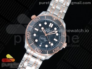 2018 Seamaster Diver 300M SS/RG OMF Best Edition Blue Ceramic Blue Dial on SS/RG Bracelet A8800 (Black Balance Wheel)