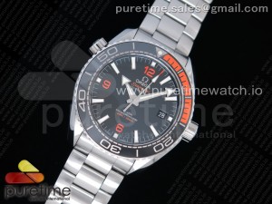 Planet Ocean 43.5mm SS VSF 1:1 Best Edition Black/Orange Bezel Black Dial on SS Bracelet A8900 Super Clone V2