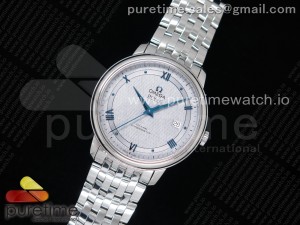 De Ville SS TWF 1:1 Best Edition White Dial Blue Markers on SS Bracelet A2824