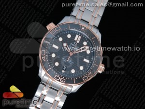 2018 Seamaster Diver 300M SS/RG VSF 1:1 Best Edition RG Bezel Black Dial on SS/RG Bracelet A8800