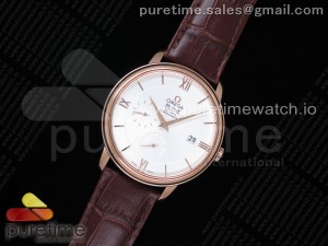 De Ville Prestige Real PR RG ZF 1:1 Best Edition White Dial on Brown Leather Strap MIYOTA 9015