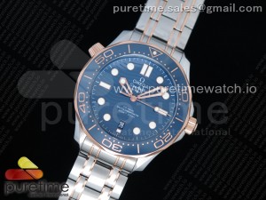 2018 Seamaster Diver 300M SS/RG VSF 1:1 Best Edition RG Bezel Blue Dial on SS/RG Bracelet A8800