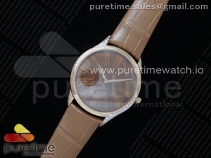 De Ville Tresor Quartz 36mm Ladies RG Brown Dial on Brown Leather Strap Ronda Quartz