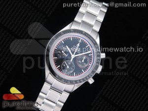 Speedmaster 50th Anniversary 1957-2007 OMF 1:1 Best Edition Black Dial on SS Bracelet Manual Winding Chrono Movement