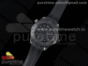 Seamaster 300m 43.5mm Black Ceramic S+F 1:1 Best Edition Black Dial on Black Rubber Strap A8806