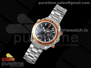 Seamaster Chrono SS OMF 1:1 Best Edition Orange Bezel Black Dial Lume Marker on SS Bracelet A7750