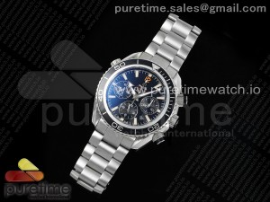 Seamaster Chrono SS OMF 1:1 Best Edition Black Bezel Black Dial Orange 12 Marker on SS Bracelet A7750