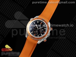 Seamaster Chrono SS OMF 1:1 Best Edition Orange Bezel Black Dial Orange Marker on Orange Rubber Strap A7750