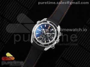 Seamaster Chrono SS OMF 1:1 Best Edition Black Bezel Black Dial Orange 12 Marker on Black Rubber Strap A7750