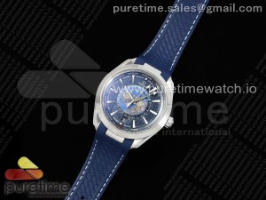 Aqua Terra GMT Worldtimer 43mm VSF 1:1 Best Edition Deep Blue Dial on Blue Rubber Strap A8938 Super Clone