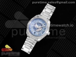 Aqua Terra GMT Worldtimer 43mm VSF 1:1 Best Edition Summer Blue Dial on SS Bracelet A8938 Super Clone