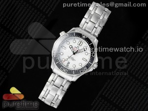 Seamaster Diver 300M T+F 1:1 Best Edition Black Ceramic White Dial on SS Bracelet A8800