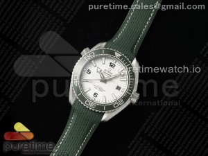 Planet Ocean 43.5mm SS VSF 1:1 Best Edition Green Bezel White Dial on Green Rubber Strap A8900 Super Clone