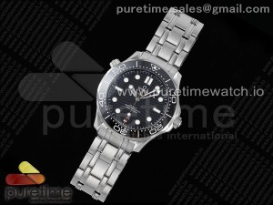 Seamaster Diver 300M EWEF 1:1 Best Edition Black Ceramic Black Dial on SS Bracelet A8800