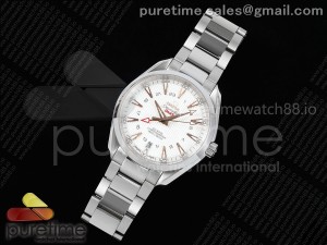 Aqua Terra 150M GMT SS OMF Best Edition White/RG Textured Dial on SS Bracelet A8500