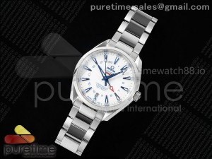 Aqua Terra 150M GMT SS OMF Best Edition White/Blue Dial on SS Bracelet A8500