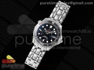 Seamaster 300m Diver SS OMF Best Edition Black 007 Dial Black Ceramic Bezel on SS Bracelet A2507