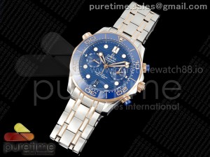 Seamaster 300m Chrono SS/RG OMF 1:1 Best Edition Blue Dial on SS/RG Bracelet A9900