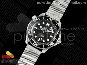 Seamaster 300M Diver SS VSF 1:1 Best Edition Black Dial on SS Mesh Bracelet SA8806 Super Clone