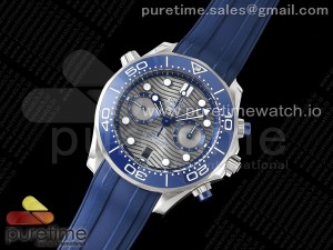 Seamaster 300M Chrono SS OMF 1:1 Best Edition Gray Dial on Blue Rubber Strap A9900