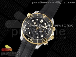 Seamaster 300M Chrono SS/YG OMF 1:1 Best Edition Black Dial on Black Rubber Strap A9900