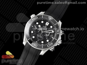 Seamaster 300M Chrono SS OMF 1:1 Best Edition Black Dial on Black Rubber Strap A9900